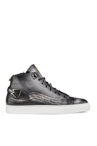 A20044 Patina Leather Etched Hi-Top Sneakers (MZ3415)-Dellamoda