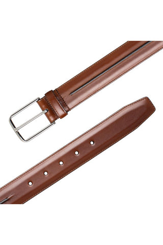Mezlan AO11532 Men's Center Piped Calf-Skin Leather Belts (MZB1249)-AmbrogioShoes