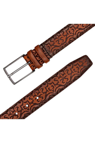 Mezlan AO11677 Men's Laser Embossed Calf-Skin Leather Belts (MZB1247)-AmbrogioShoes