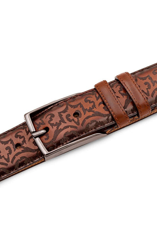 Mezlan AO11677 Men's Laser Embossed Leather Belts (MZB1247)-AmbrogioShoes