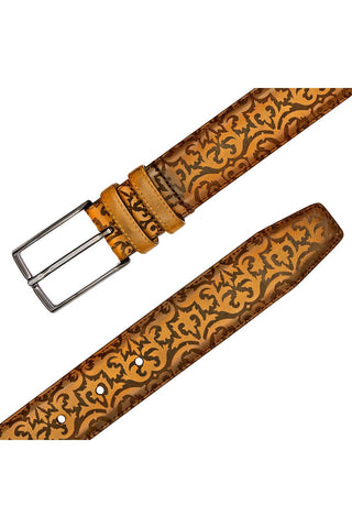 Mezlan AO11677 Men's Laser Embossed Leather Belts (MZB1247)-AmbrogioShoes
