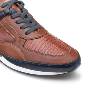 Mezlan AX4873-L Men's Shoes Blue & Brown Exotic Lizard / Calf-Skin Leather Luxury Sneakers (MZ3544)-AmbrogioShoes