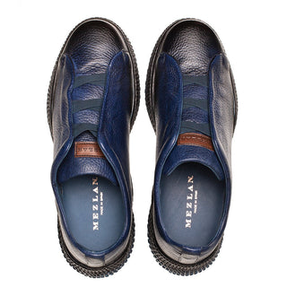 Mezlan Calico 20947 Men's Shoes Blue Deer-Skin Leather Slip-On Sneakers (MZ3663)-AmbrogioShoes