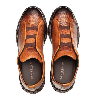 Mezlan Calico 20947 Men's Shoes Cognac Deer-Skin Leather Slip-On Sneakers (MZ3664)-AmbrogioShoes