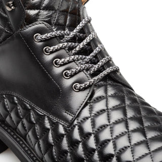 Mezlan Dolfi 20913 Men's Shoes Black Quilted Calf-Skin Leather Alpine Boots (MZ3678)-AmbrogioShoes