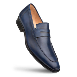 Mezlan E20243 Men's Shoes Navy Calf-Skin Leather Penny Loafers (MZ3400)-AmbrogioShoes