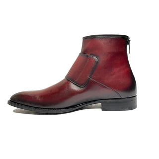 Mezlan E20464 Mokka Men's Shoes Dark Burgundy Patina Calf-Skin Leather Buckle Boots (MZS3542)-AmbrogioShoes