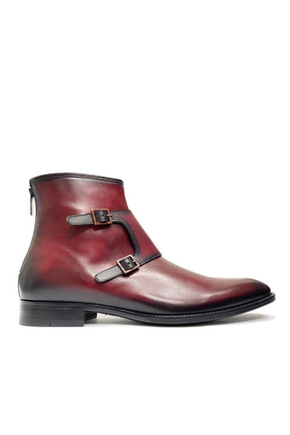 E20464 Mokka Patina Leather Buckle Boots (MZ3542)-Dellamoda
