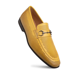 Mezlan E20692 Men's Shoes Yellow Perforated Calf-Skin Leather Slip-On Horsebit Loafers (MZ3629)-AmbrogioShoes