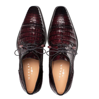 Mezlan Giovane 50032-F Men's Shoes Burgundy Exotic Crocodile Derby Oxfords (MZ3716)-AmbrogioShoes