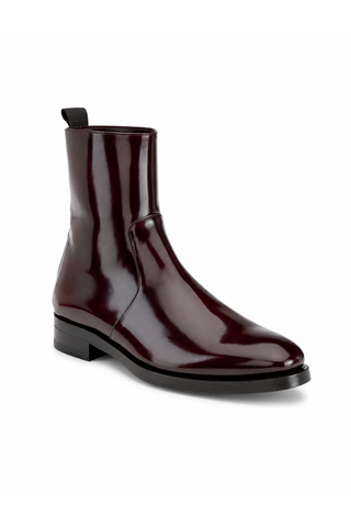 Marques Burgundy Polished Leather High-Top Boots (MZ3655)-Dellamoda