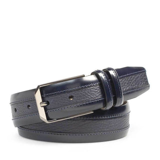 Mezlan Men's Belt Blue Calf-Skin & Deer Skin Leather AO11113 (MZB1157)-AmbrogioShoes