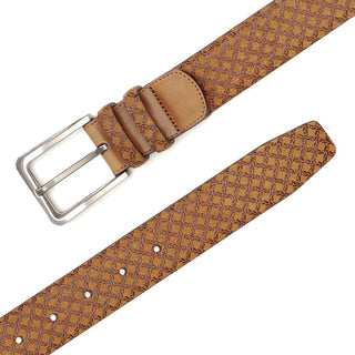 Mezlan Men's Belts Tan Textured Suede AO10359 (MZB1029)-AmbrogioShoes