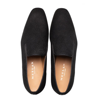 Mezlan Notte 20958 Men's Shoes Black Glass Suede Leather Slip On Loafers (MZ3698)-AmbrogioShoes