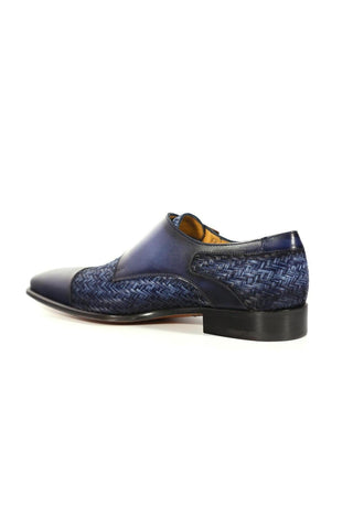 Mezlan Palomar 20688 Fabric / Calf-Skin Leather Dress/ Formal Monk-Straps Loafers (MZ3623)-AmbrogioShoes