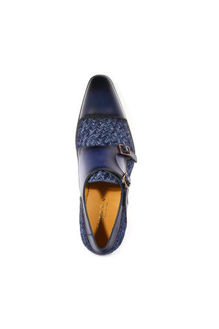 Mezlan Palomar 20688 Fabric / Calf-Skin Leather Dress/ Formal Monk-Straps Loafers (MZ3623)-AmbrogioShoes