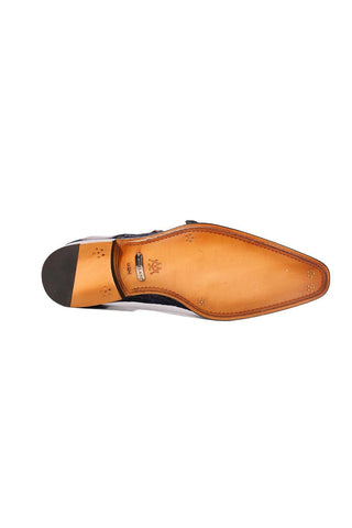 Mezlan Palomar 20688 Fabric / Calf-Skin Leather Dress/ Formal Monk-Straps Loafers (MZ3623)-AmbrogioShoes