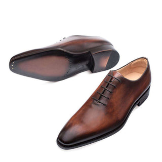 Mezlan Pamplona Men's Shoes Cognac Leather Oxfords 9201(MZ3003)-AmbrogioShoes