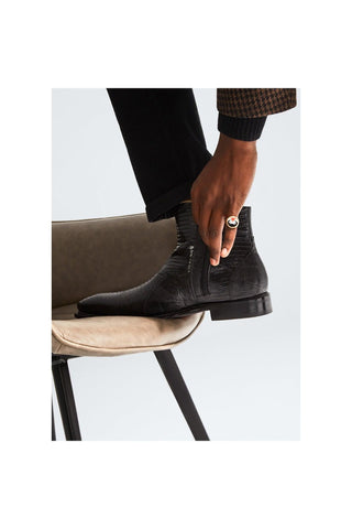 Peninsula Lizard Ankle Boots-Dellamoda