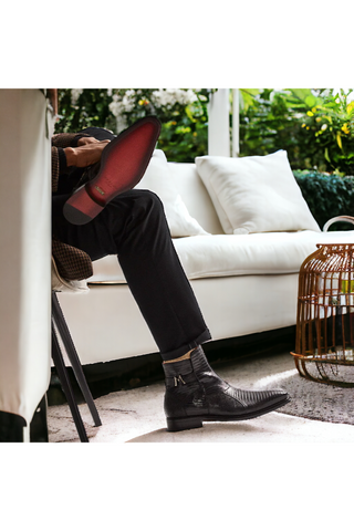Peninsula Lizard Ankle Boots-Dellamoda