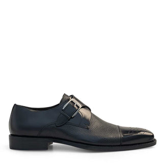 Mezlan Phoenix Men's Shoes Calf-Skin Leather & Deer-Skin Single Monk-Strap (MZ2033)-AmbrogioShoes
