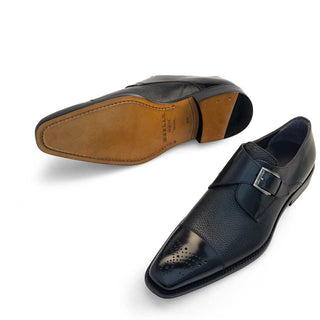 Mezlan Phoenix Men's Shoes Calf-Skin Leather & Deer-Skin Single Monk-Strap (MZ2033)-AmbrogioShoes