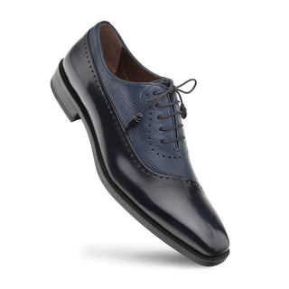 Mezlan Postdam 16409 Men's Luxury Designer Shoes Blue Calfskin & Deerskin Oxfords (MZ2026)-AmbrogioShoes