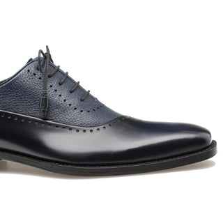 Mezlan Postdam 16409 Men's Luxury Designer Shoes Blue Calfskin & Deerskin Oxfords (MZ2026)-AmbrogioShoes