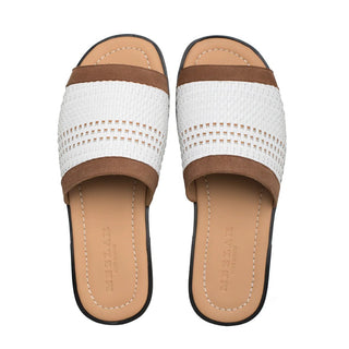 Mezlan R20258 Men's Shoes White Multi Woven Leather Slip-On Sandals (MZ3460)-AmbrogioShoes