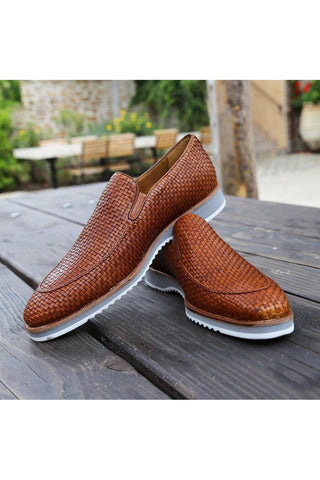 R20658 Woven Leather Hybrid Loafers (MZ3620)-Dellamoda