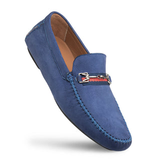 Mezlan R7349 Men's Shoes Blue Nubuck Moccasin Ornament Driver Loafers (MZ3445)-AmbrogioShoes