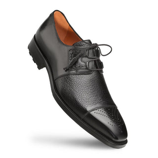 Mezlan S20069 Men's Shoes Black Deer-Skin / Calf-Skin Leather Derby Oxfords (MZ3398)-AmbrogioShoes