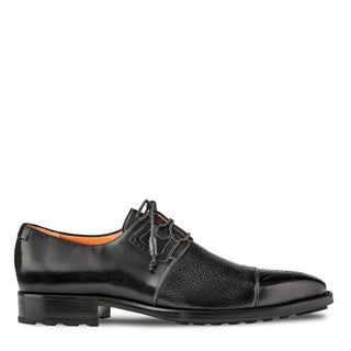 Mezlan S20069 Men's Shoes Black Deer-Skin / Calf-Skin Leather Derby Oxfords (MZ3398)-AmbrogioShoes