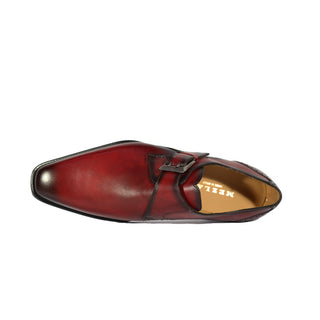 Mezlan S20131 Men's Shoes Burgundy Patina Leather Monkstrap Loafers (MZS3557)-AmbrogioShoes