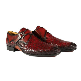 Mezlan S20271 Men's Shoes Woven / Calf-Skin Leather Opanka Monk-Straps Loafers (MZ3484)-AmbrogioShoes