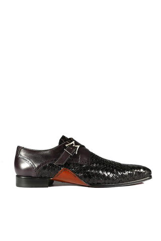 Mezlan S20271 Woven / Leather Opanka Monk-Straps Loafers (MZ3484)-AmbrogioShoes