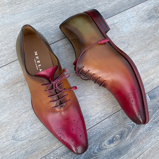 Mezlan S20279 Bolivar Men's Shoes Olive, Cognac & Red Calf-Skin Leather Wholecut Oxfords (MZS3544)-AmbrogioShoes