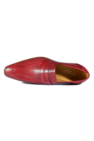 S20296 Perforated Leather Classic Penny Loafers (MZ3482)-Dellamoda