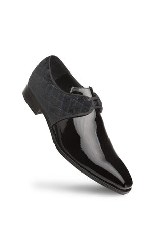 Mezlan S20307 Black Velvet / Patent Dress Derby (MZ3427)-AmbrogioShoes