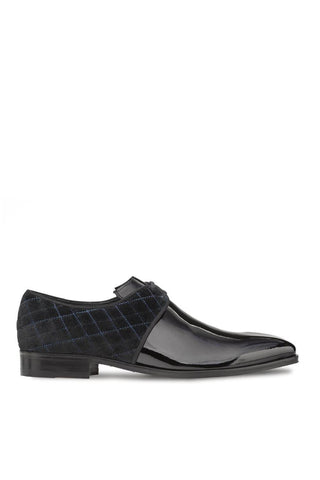 Mezlan S20307 Black Velvet / Patent Dress Derby (MZ3427)-AmbrogioShoes