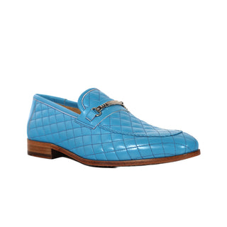 Mezlan S20618 Men's Shoes Turquoise Quilted Calf-Skin Leather Casual Slip-On Loafers (MZS3614)-AmbrogioShoes