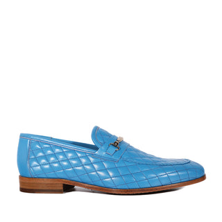 Mezlan S20618 Men's Shoes Turquoise Quilted Calf-Skin Leather Casual Slip-On Loafers (MZS3614)-AmbrogioShoes