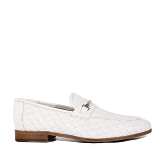 Mezlan S20618 Men's Shoes White Quilted Calf-Skin Leather Casual Slip-On Loafers (MZS3615)-AmbrogioShoes