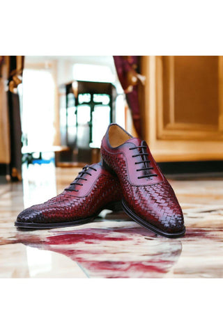 Mezlan S20702 Woven Leather Dress/ Formal Laceup Oxfords (MZ3617)-AmbrogioShoes