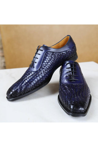 Mezlan S20702 Woven Leather Dress/ Formal Laceup Oxfords (MZ3617)-AmbrogioShoes