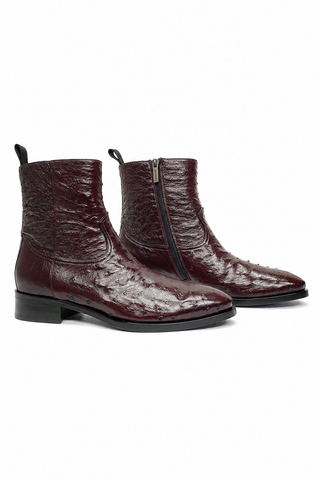 SX4798-S Ostrich Straight-Heel Zipper Boots (MZ3436)-Dellamoda