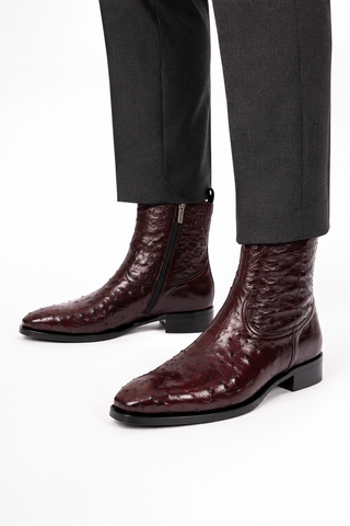 SX4798-S Ostrich Straight-Heel Zipper Boots (MZ3436)-Dellamoda