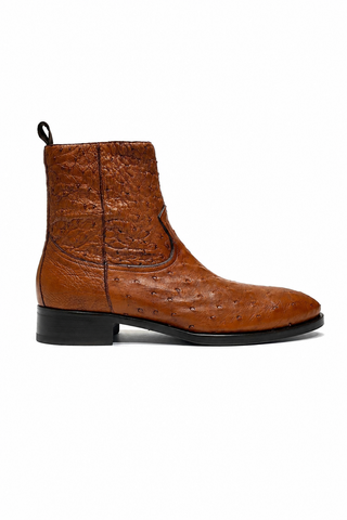 SX4798-S Ostrich Straight-Heel Zipper Boots (MZ3436)-Dellamoda