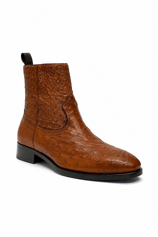SX4798-S Ostrich Straight-Heel Zipper Boots (MZ3436)-Dellamoda