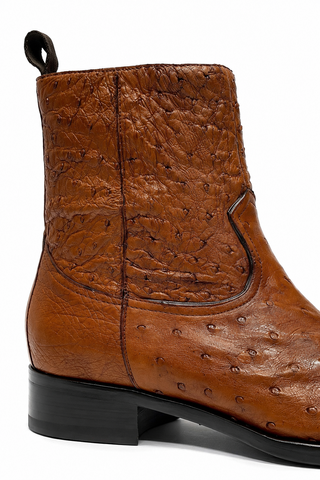 SX4798-S Ostrich Straight-Heel Zipper Boots (MZ3436)-Dellamoda